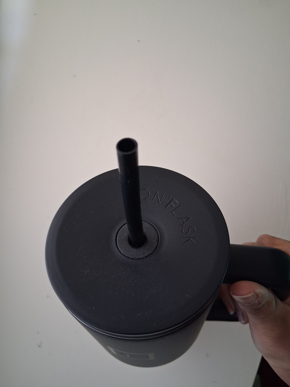 Matte Black Insulated Travel Mug with Straw